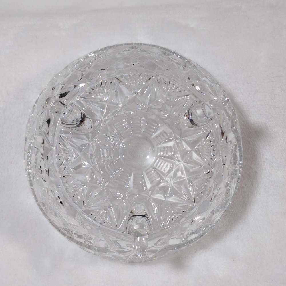 Vintage Anna Hutte Lead Crystal 3 Footed Dish‎ Candy Pinwheel Starburst Germany - Picture 4 of 10